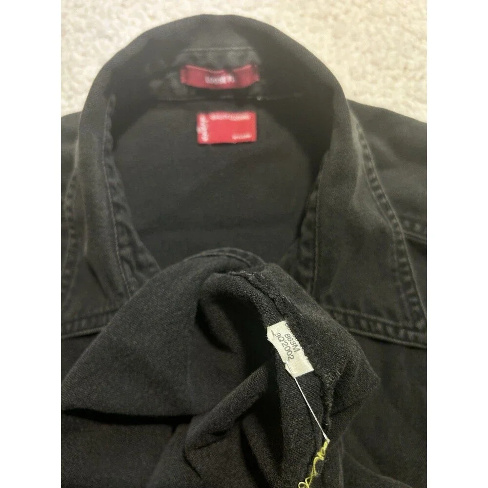 Levi's Men's XL Long Sleeve Denim Button Up Shirt Black Washed Workwear Red Tab